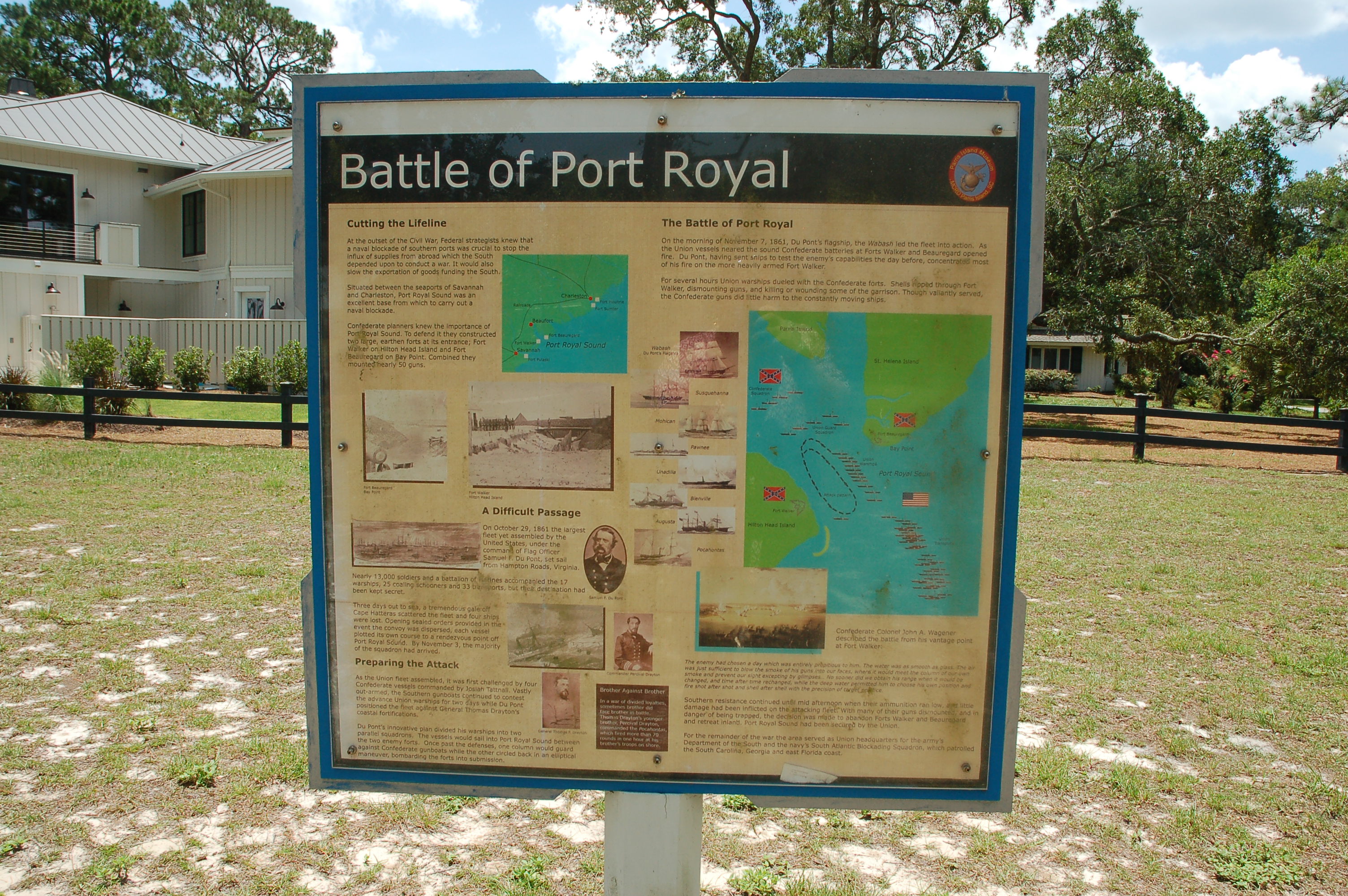 Overlook and interpretive sign at Port Royal Sound - Fort Walker site, Port Royal Plantation Hilton Head SC