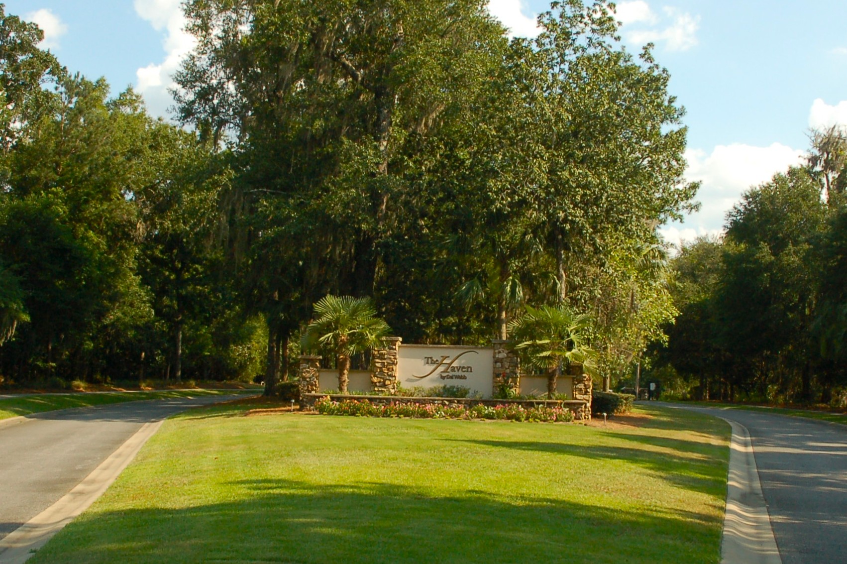 Entrance sign for The Haven at New Riverside, a gated 55+ community in Bluffton SC