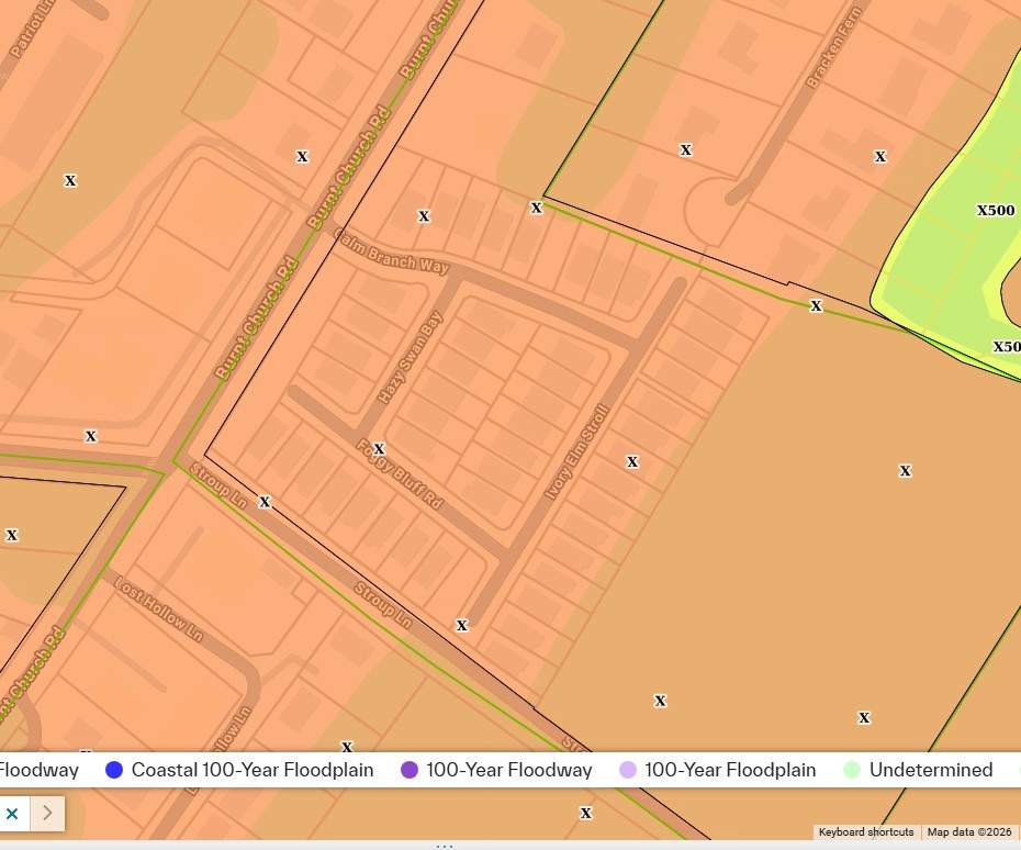 FEMA flood zone map of The Walk at Bluffton Square off Burnt Church Road in Bluffton SC showing Zone X, as of 9-28-26