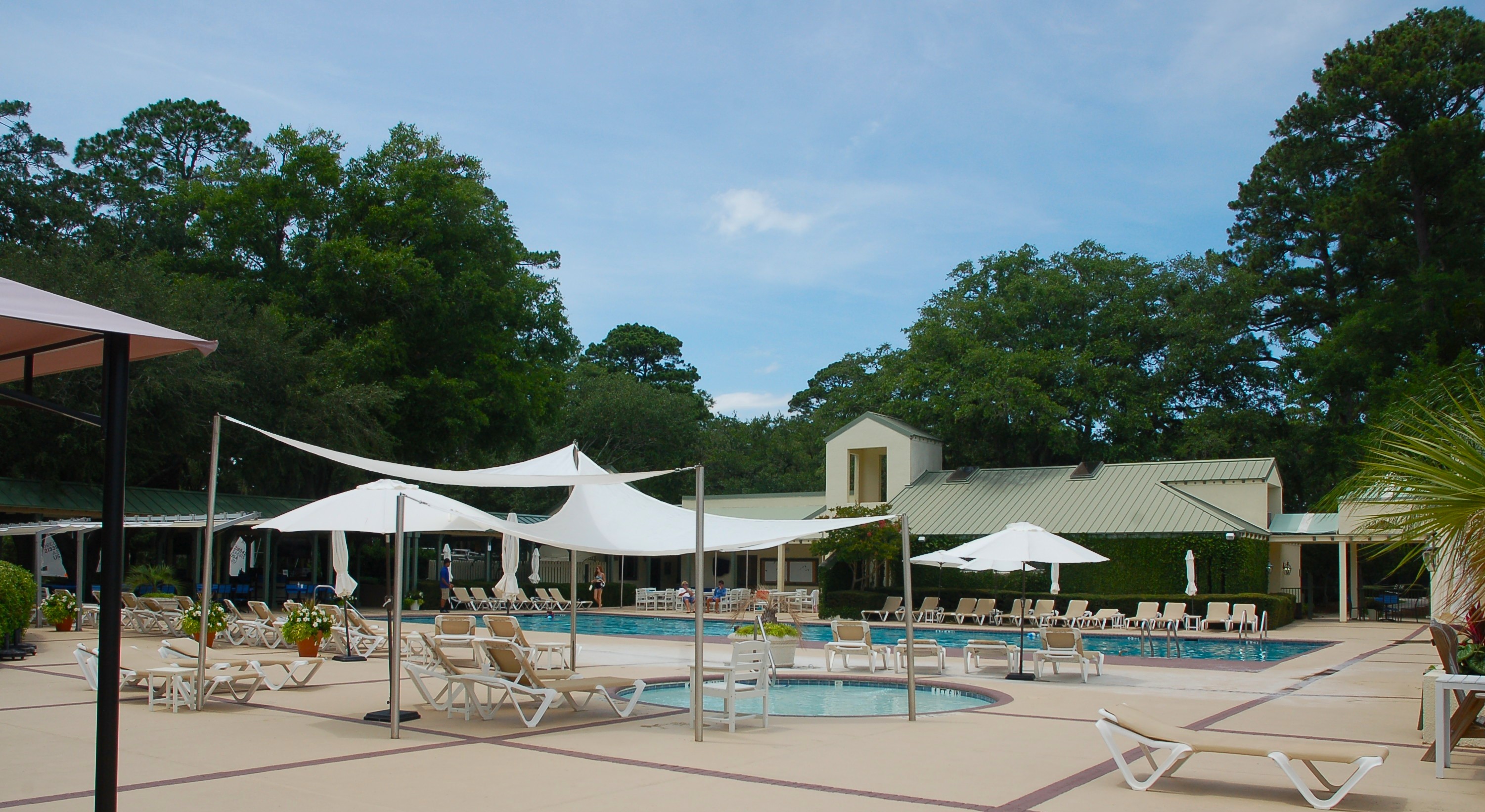 Outdoor pool and deck area in Windmill Harbour, Hilton Head Island