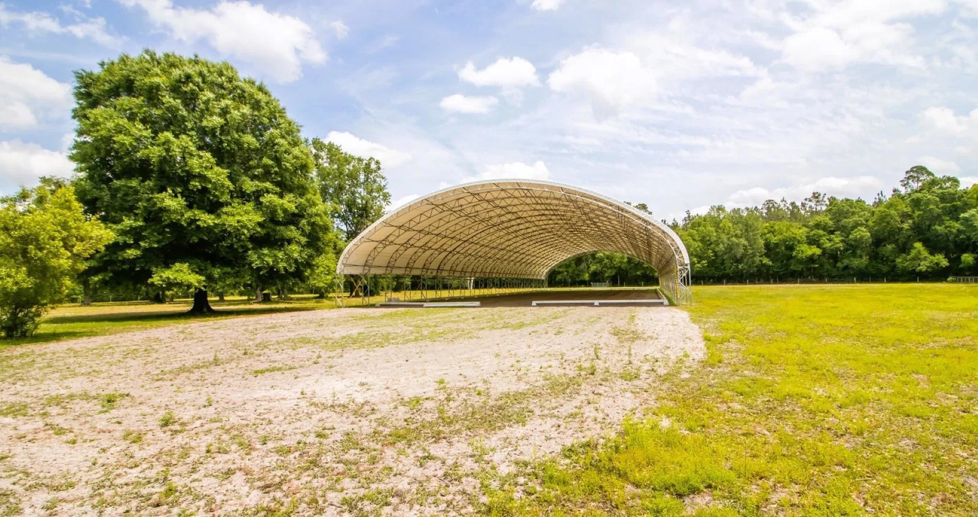 Covered 210-foot dressage arena on luxury equestrian estate
