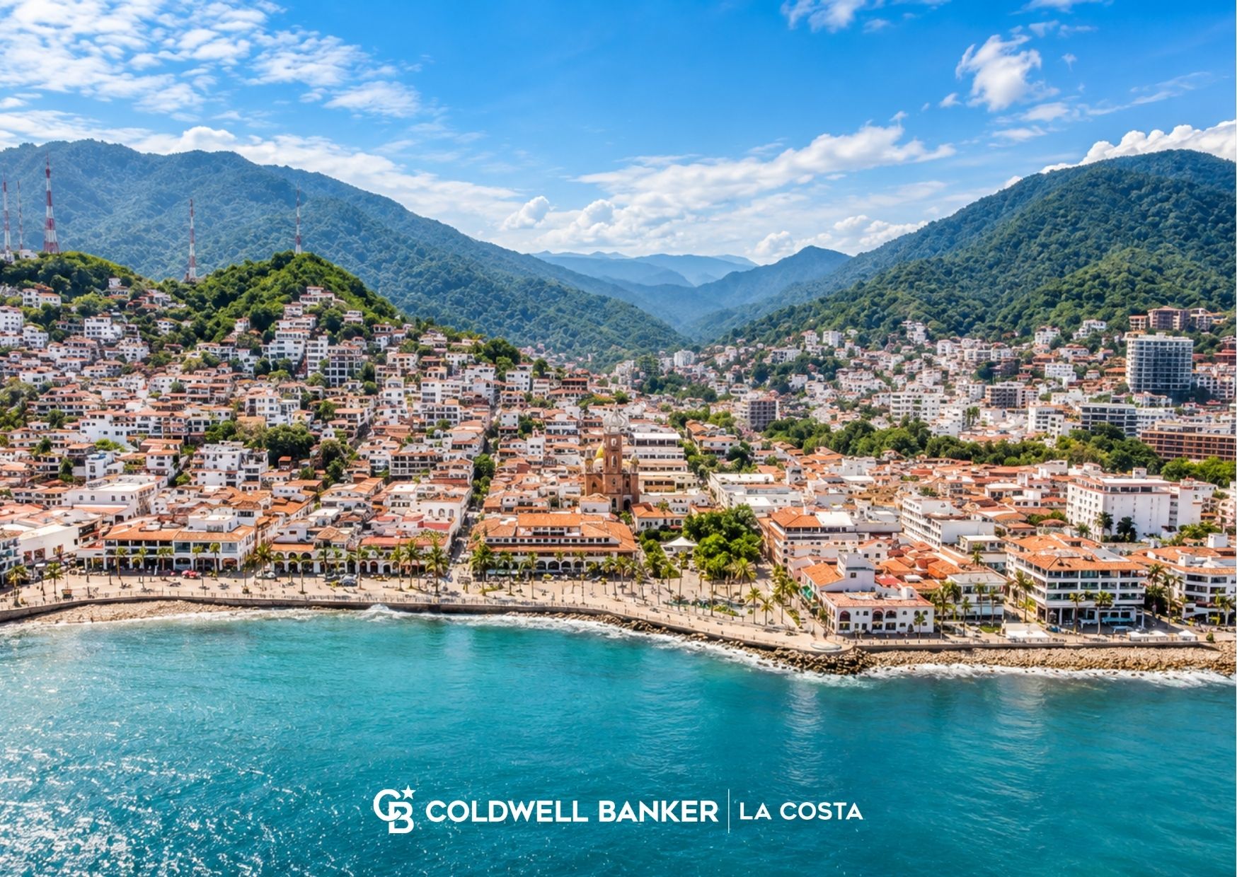 Split comparison of a beachfront condo tower and an in-town condo street in Puerto Vallarta