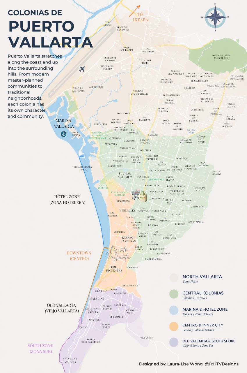 Enlarged map of Puerto Vallarta and the Riviera Nayarit corridor served by Coldwell Banker La Costa.