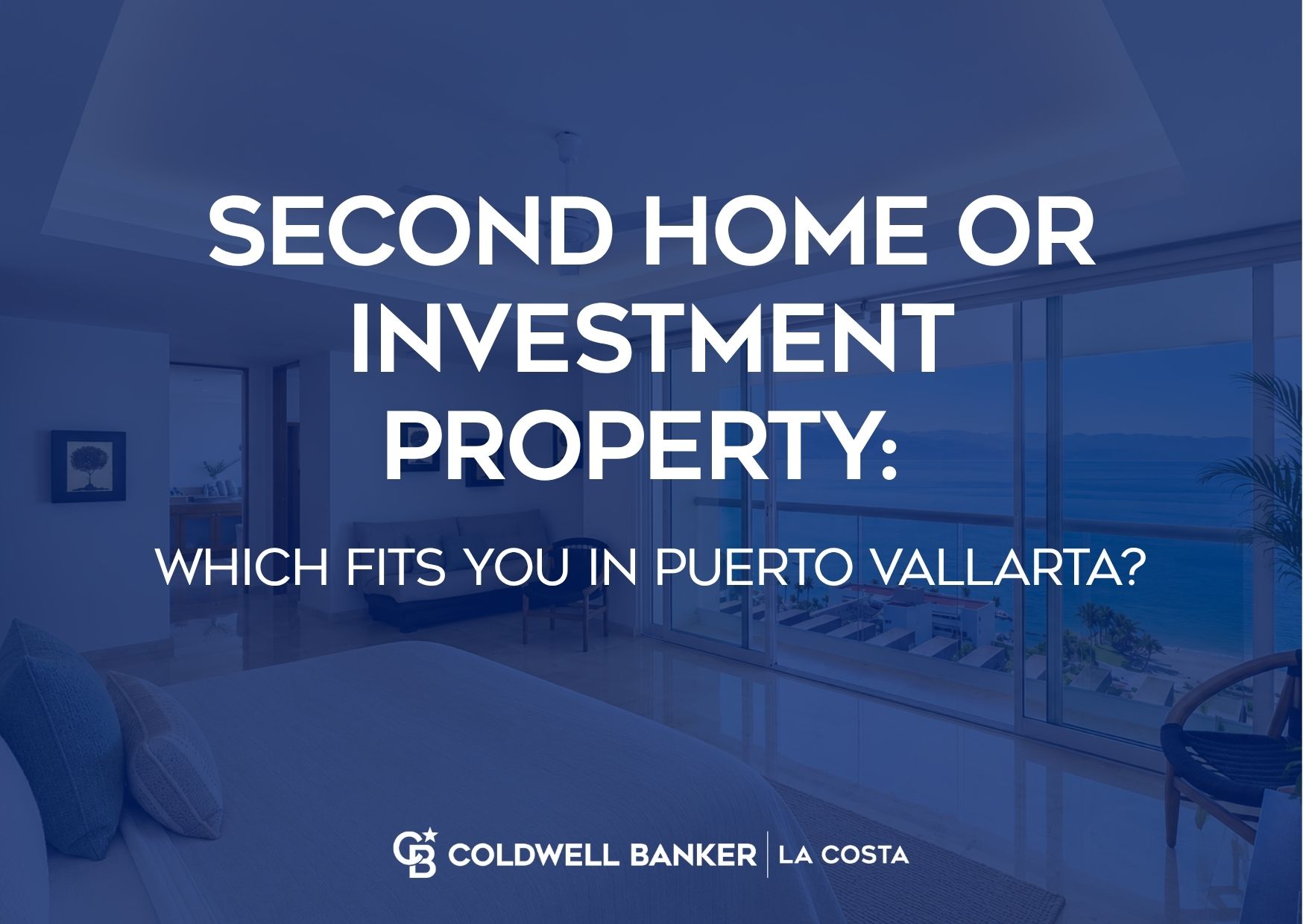 A couple reviewing property plans on a terrace overlooking Banderas Bay while deciding between a second home and an investment property