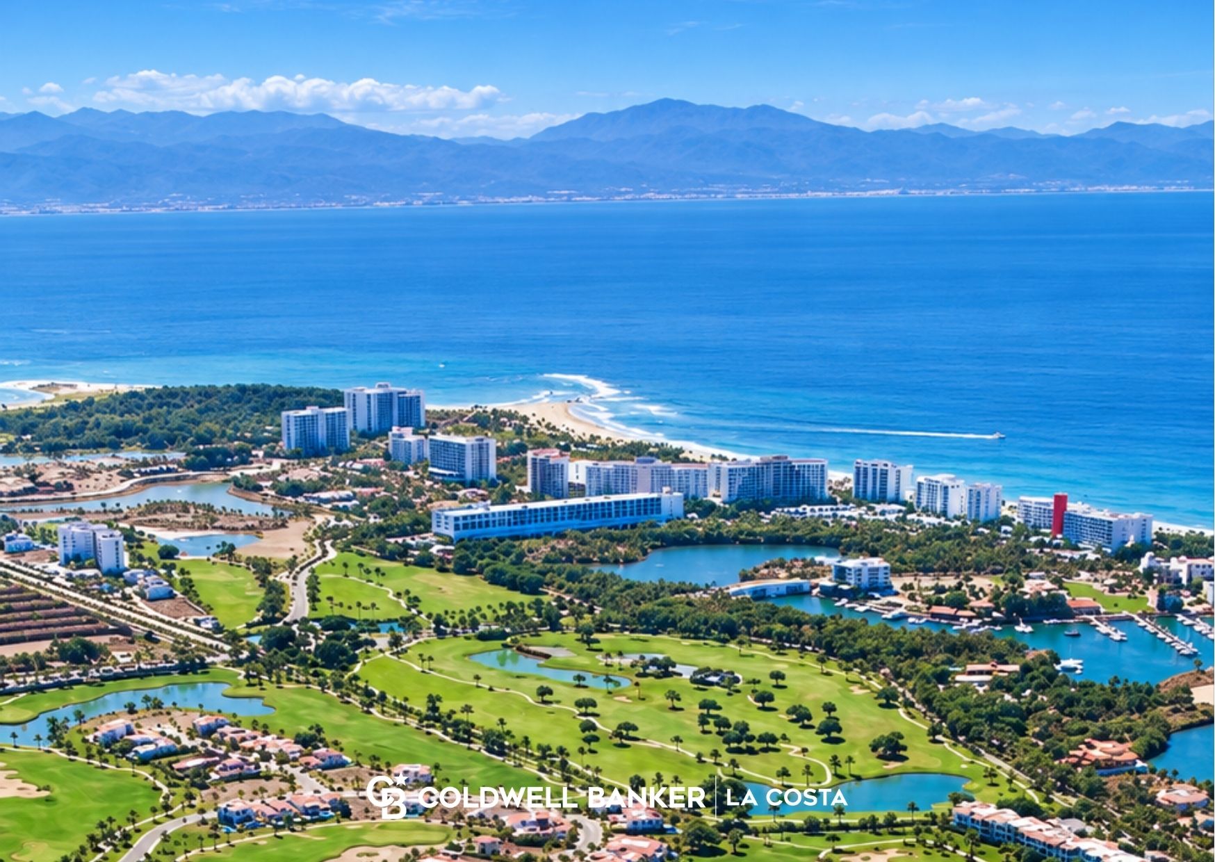 Golf course, marina, and beach views around Banderas Bay near Puerto Vallarta and Riviera Nayarit