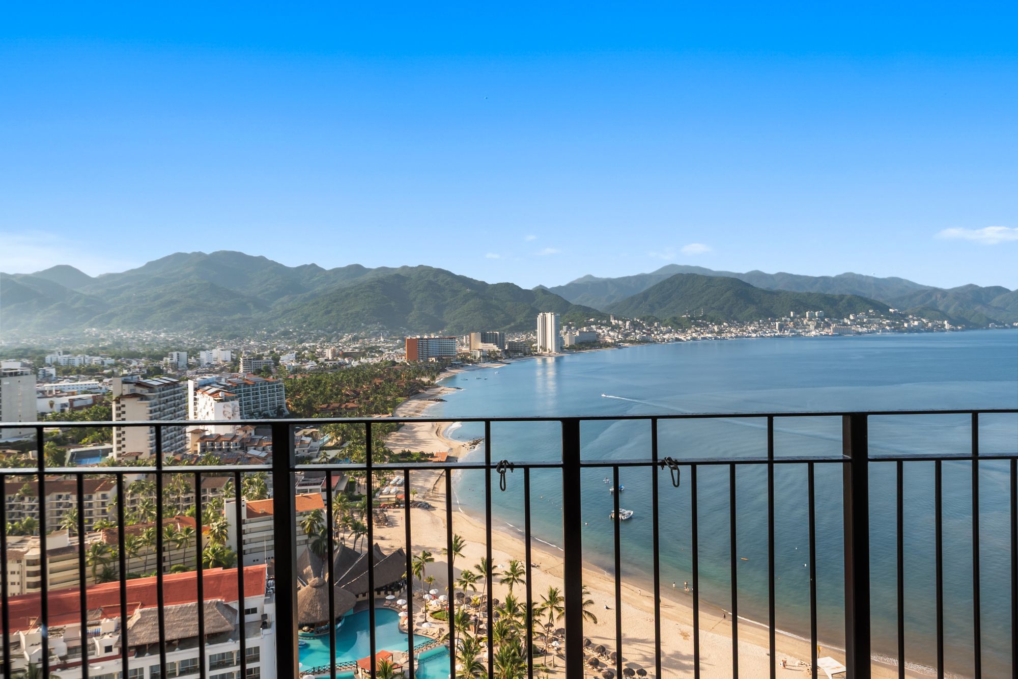 View over the beach toward Puerto Vallarta and the Sierra Madre