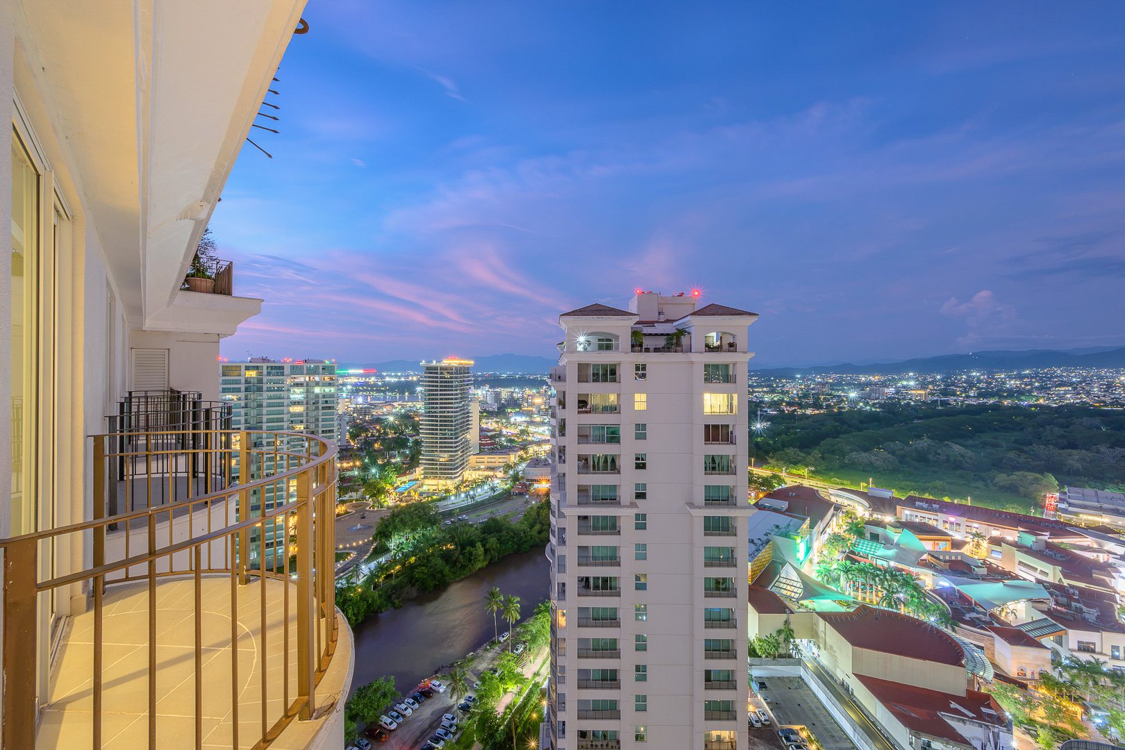 Hotel Zone and city lights from the penthouse at night