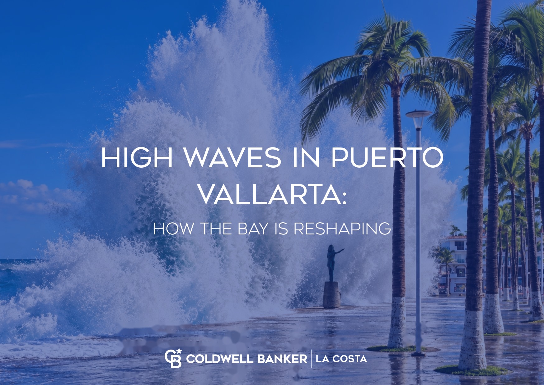 Large waves breaking along the Banderas Bay coastline in Puerto Vallarta