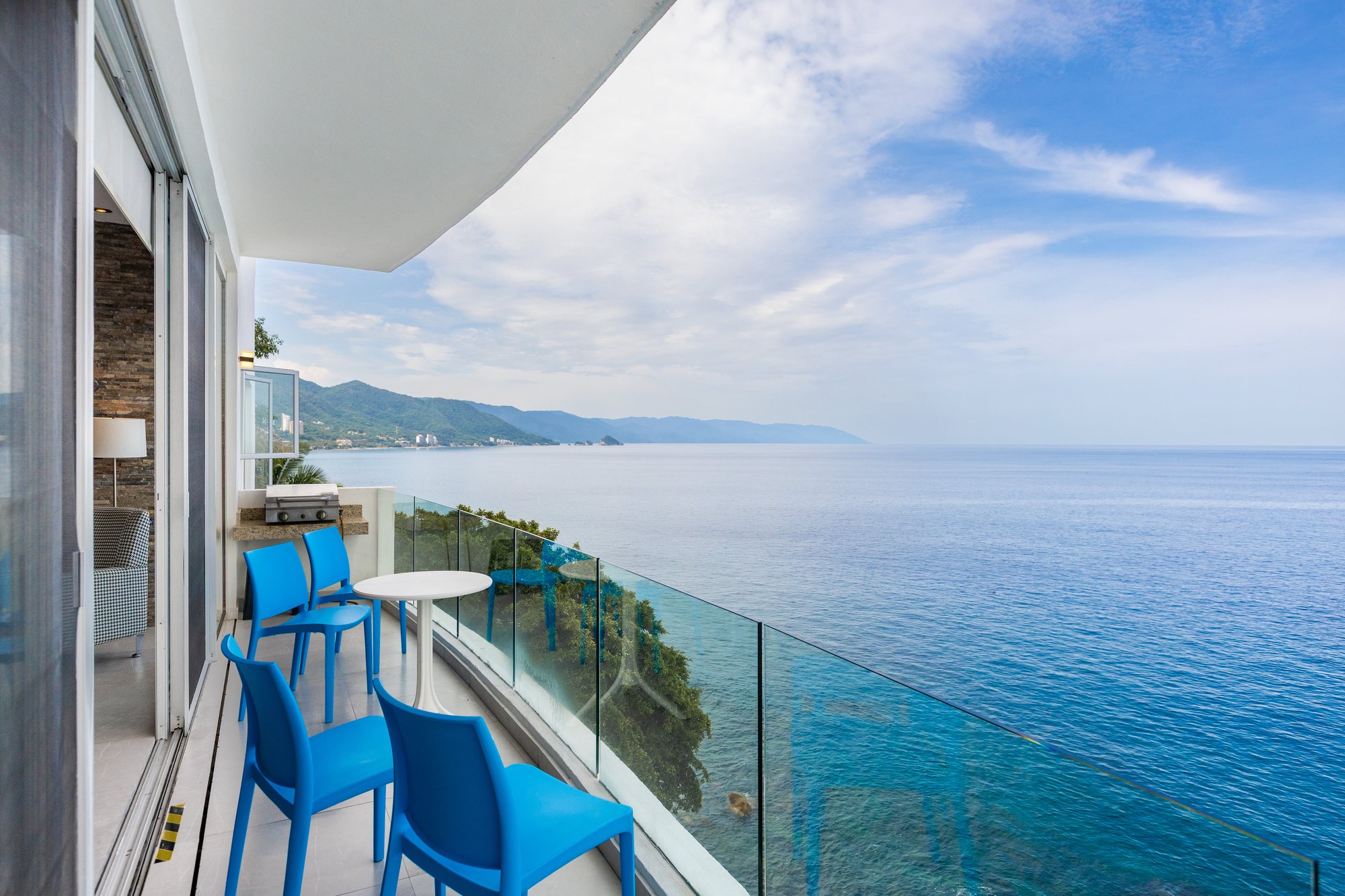 View from the balcony down the coast of Banderas Bay
