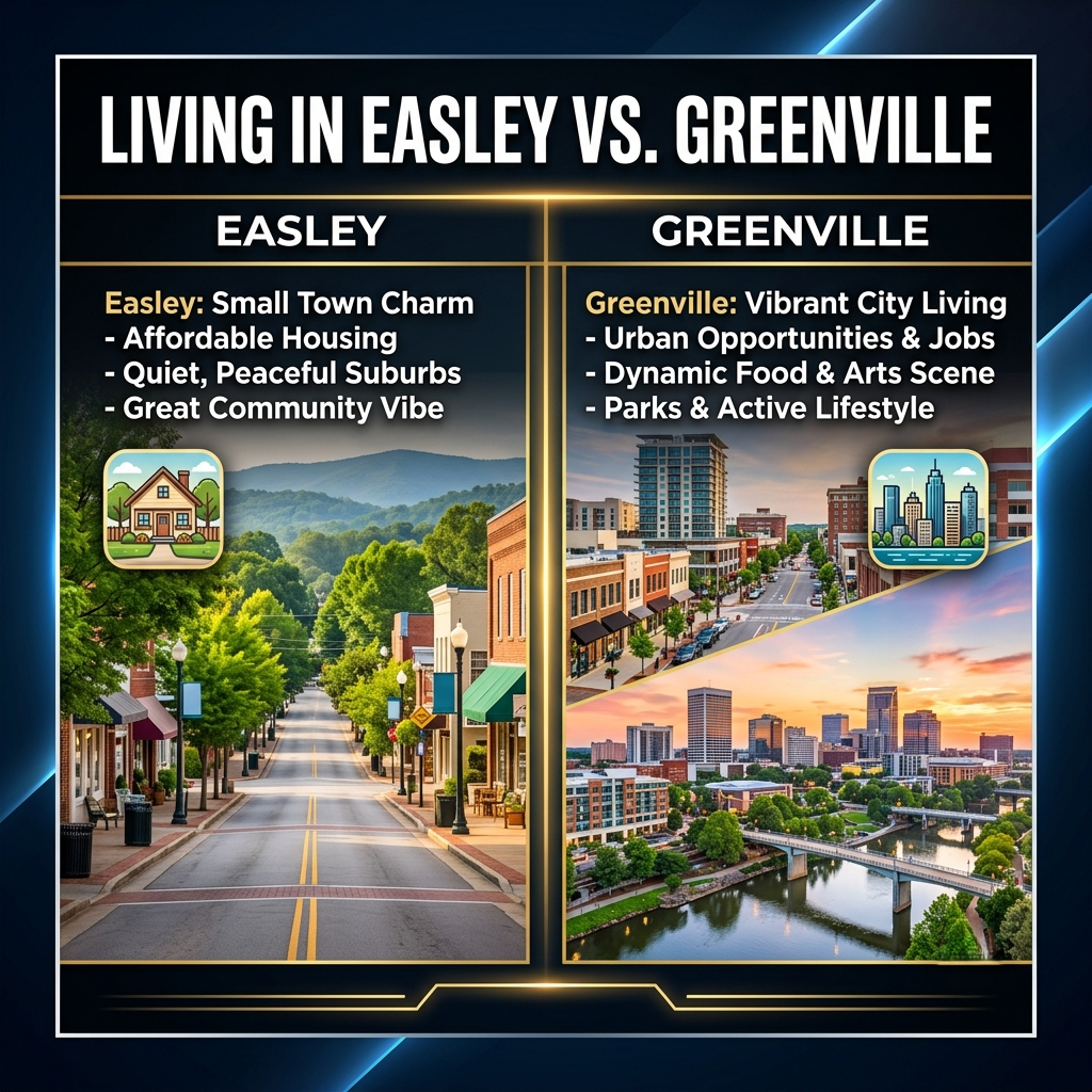 Living in Easley vs. Greenville