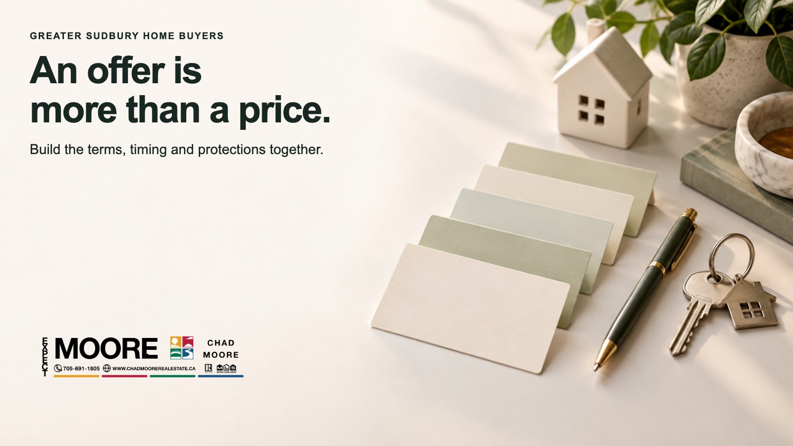 An offer is more than a price: build the terms, timing and protections together. Greater Sudbury home buyers.
