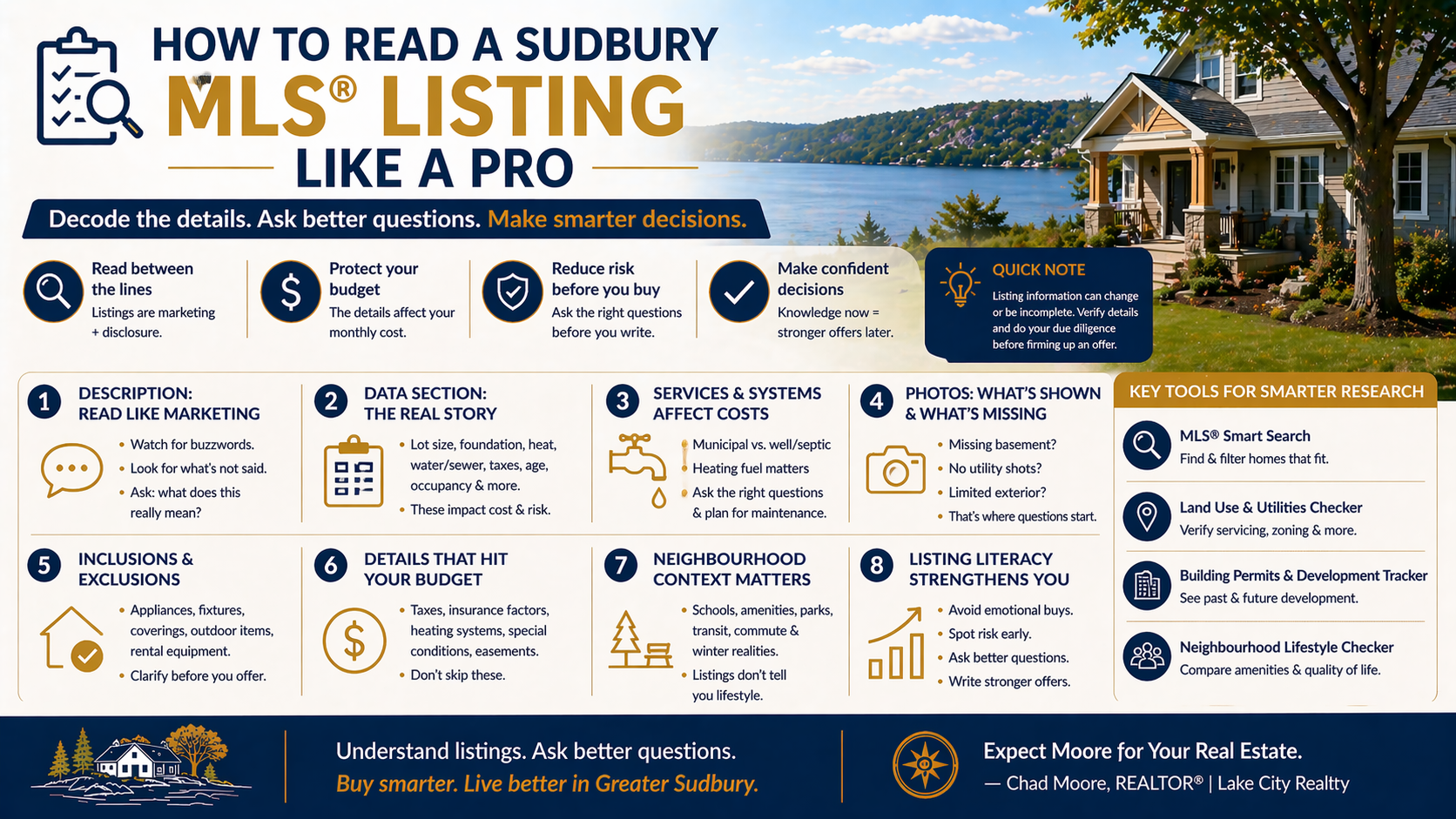 How to read a Sudbury MLS listing like a pro, with tips for decoding listing descriptions, property data, photos, inclusions, services, systems, neighbourhood context, and smarter buyer research tools.