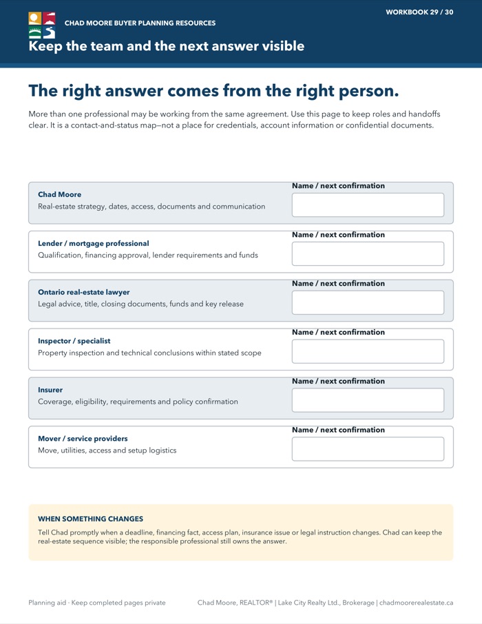 Buyer Steps to Success responsibility handoff map