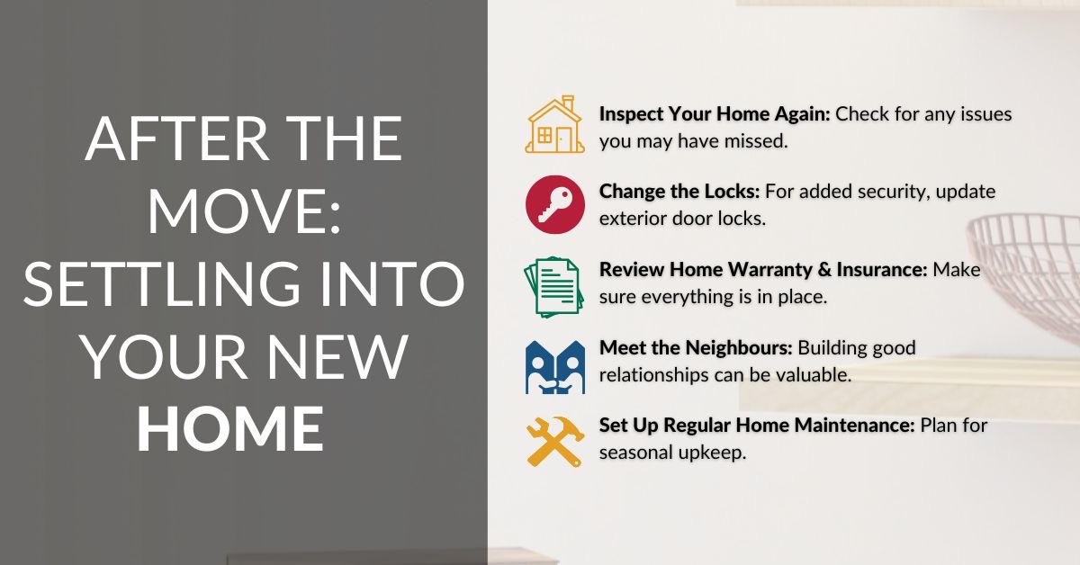 After the move: early maintenance, document storage, and staying connected with Chad for ongoing support.