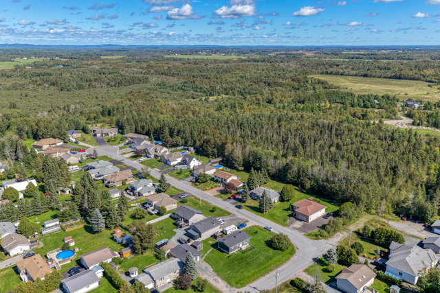 Aerial overview of the homes and woodland around Hazel Street
