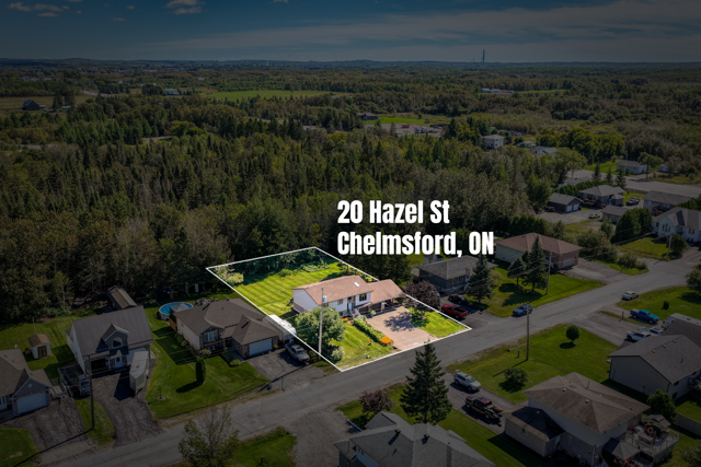 Illustrative aerial with property-area overlay; not a survey