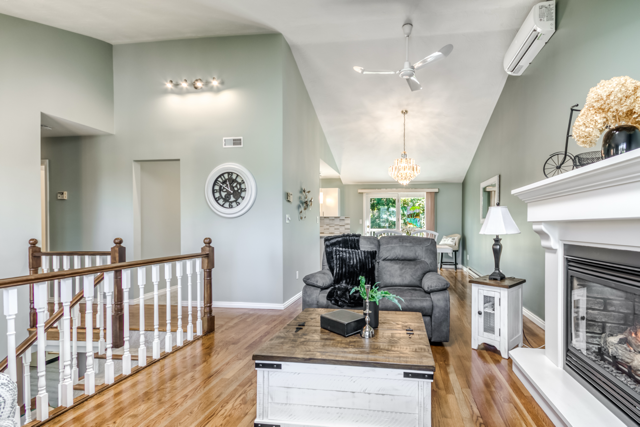 Connected living and dining spaces