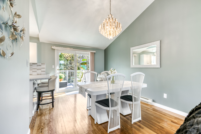 Dining room with a walkout to the deck