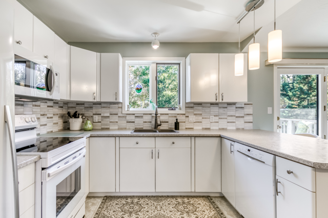 Kitchen workspace overlooking the yard