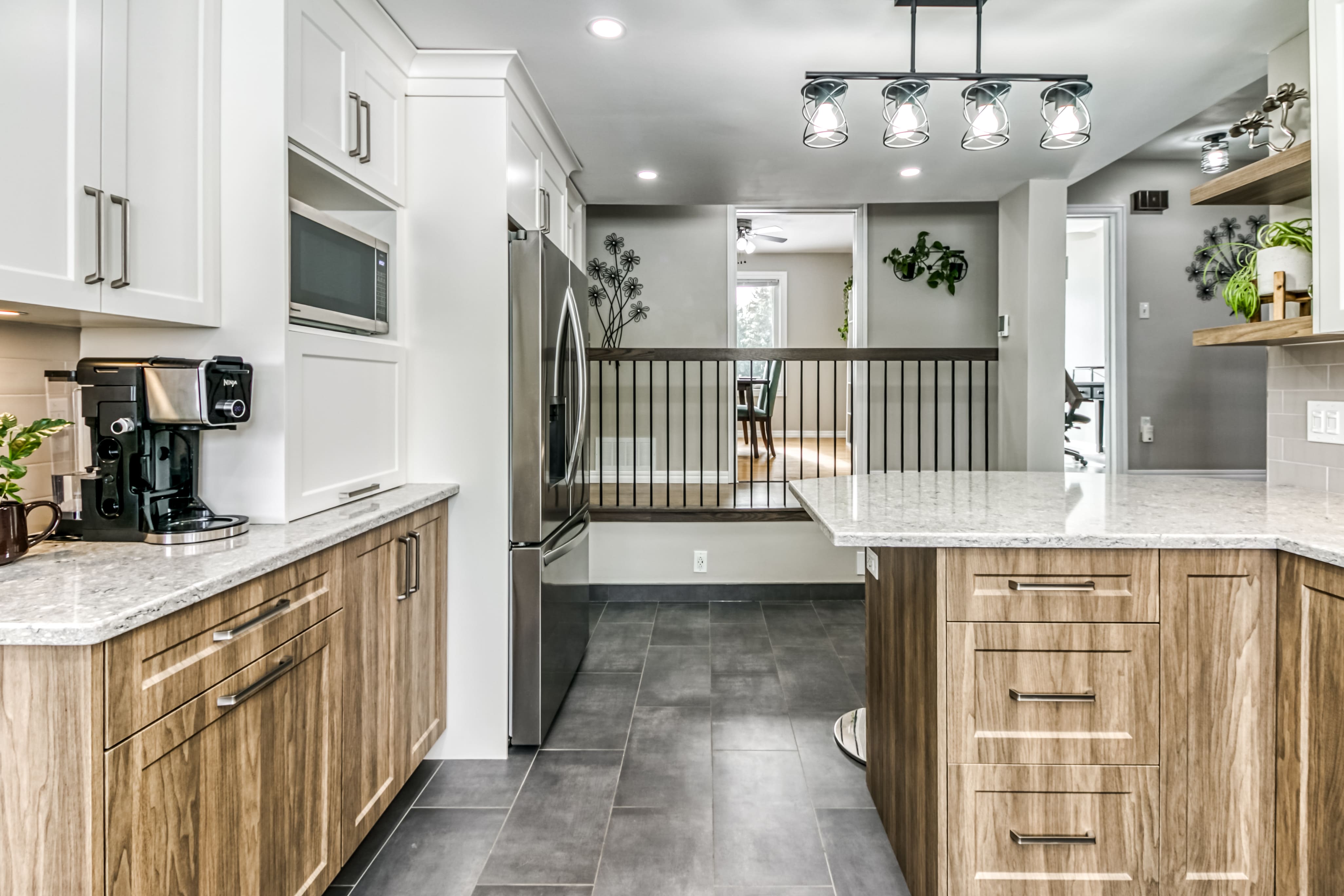 Kitchen counters, cabinetry and stainless-steel appliances