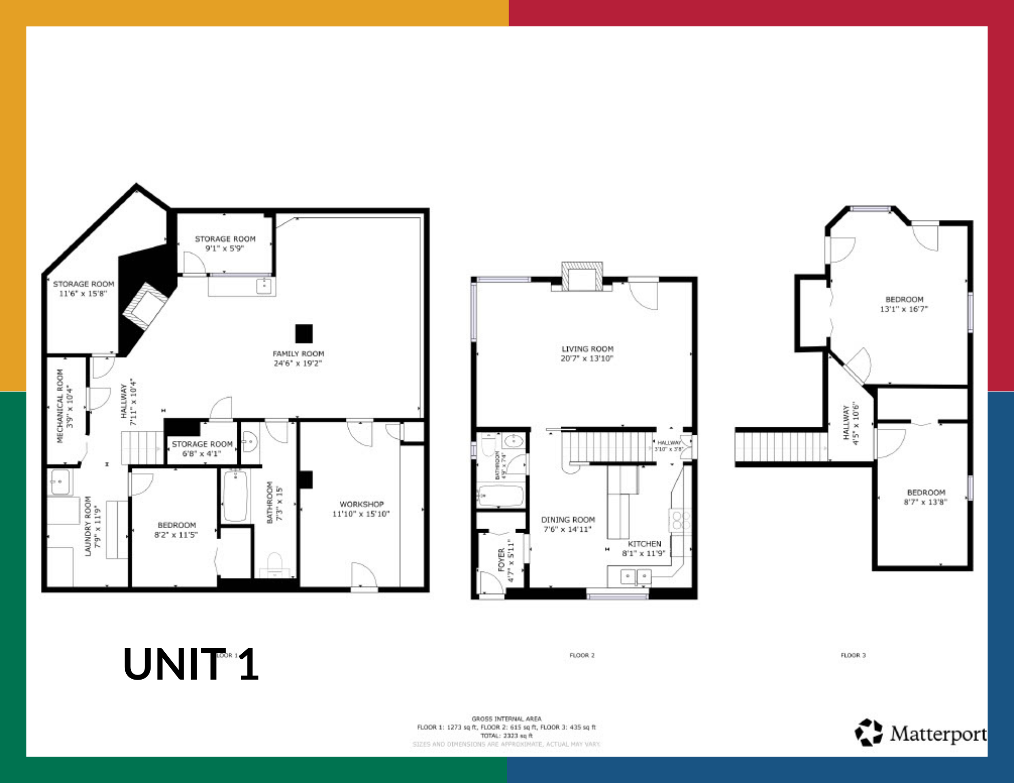 Three-level floor plan for the main home at 488 Clinton Avenue
