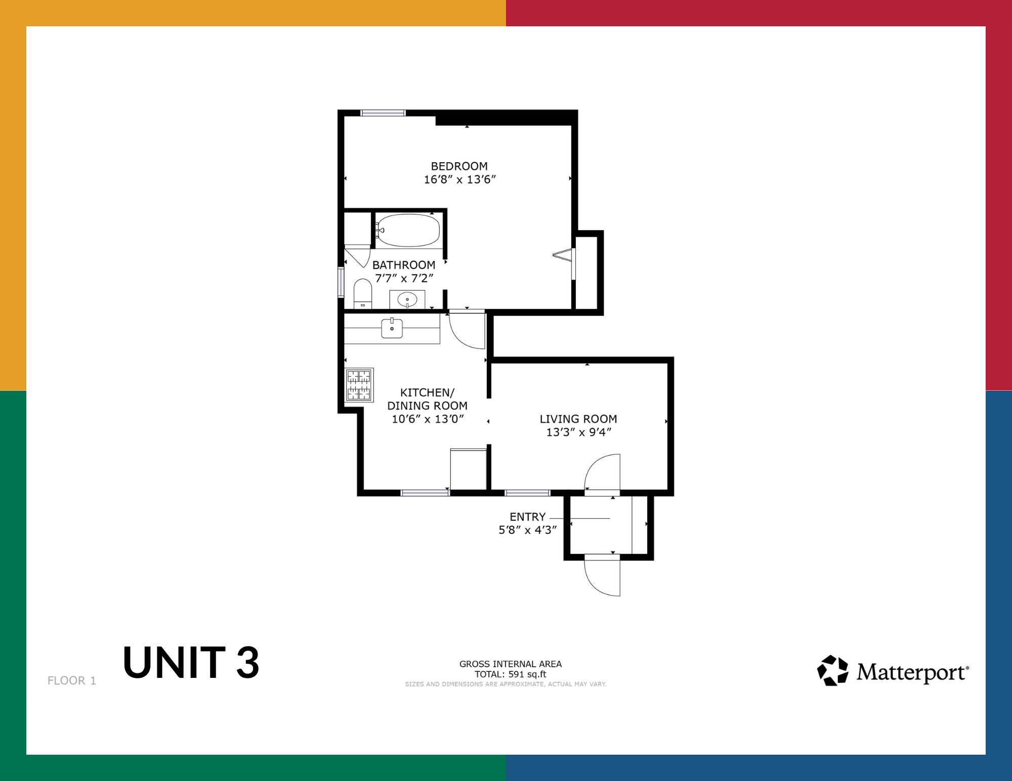 Floor plan for the upper apartment at 488 Clinton Avenue