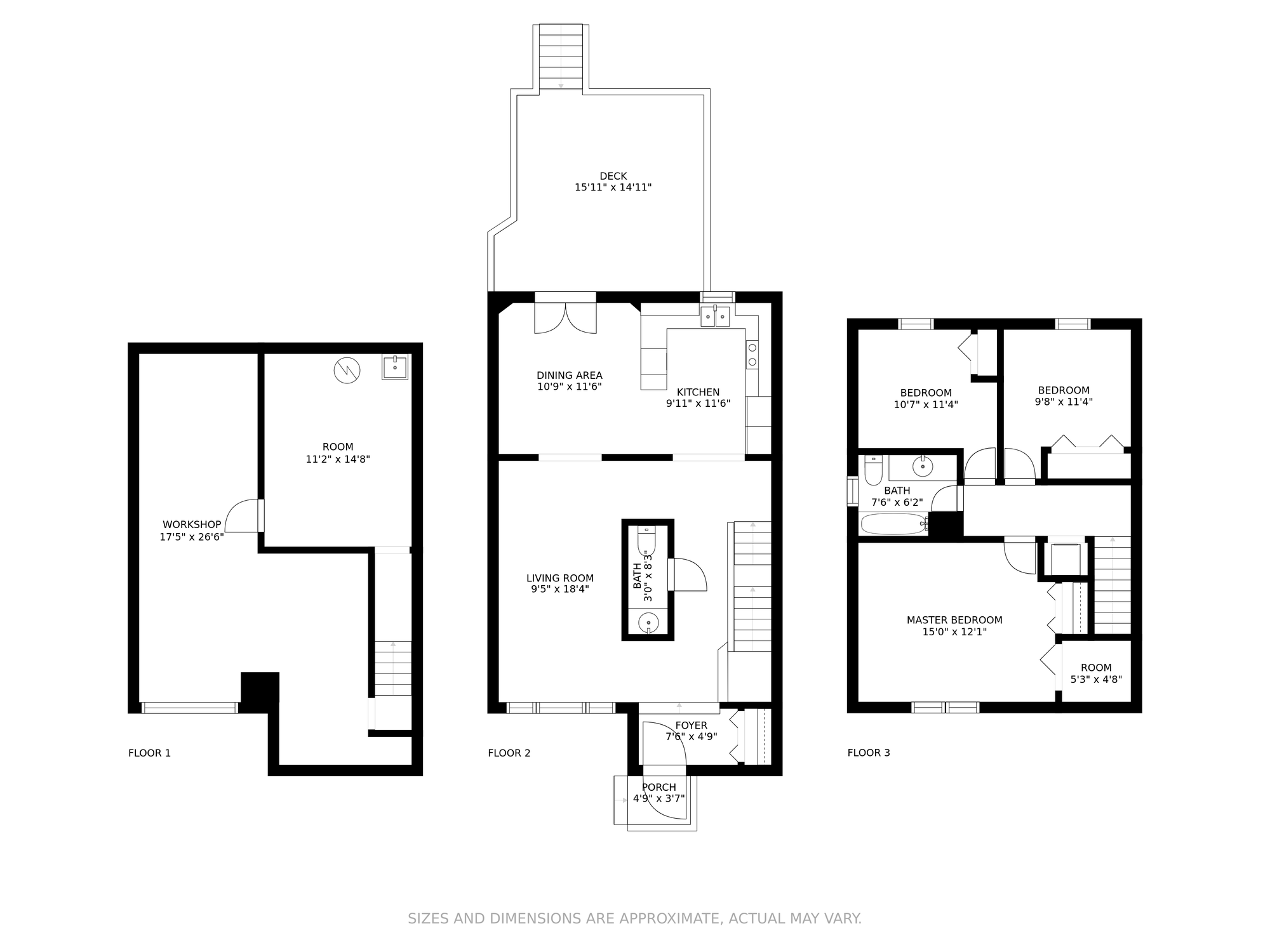 Multi-level floor plan from the historical listing media