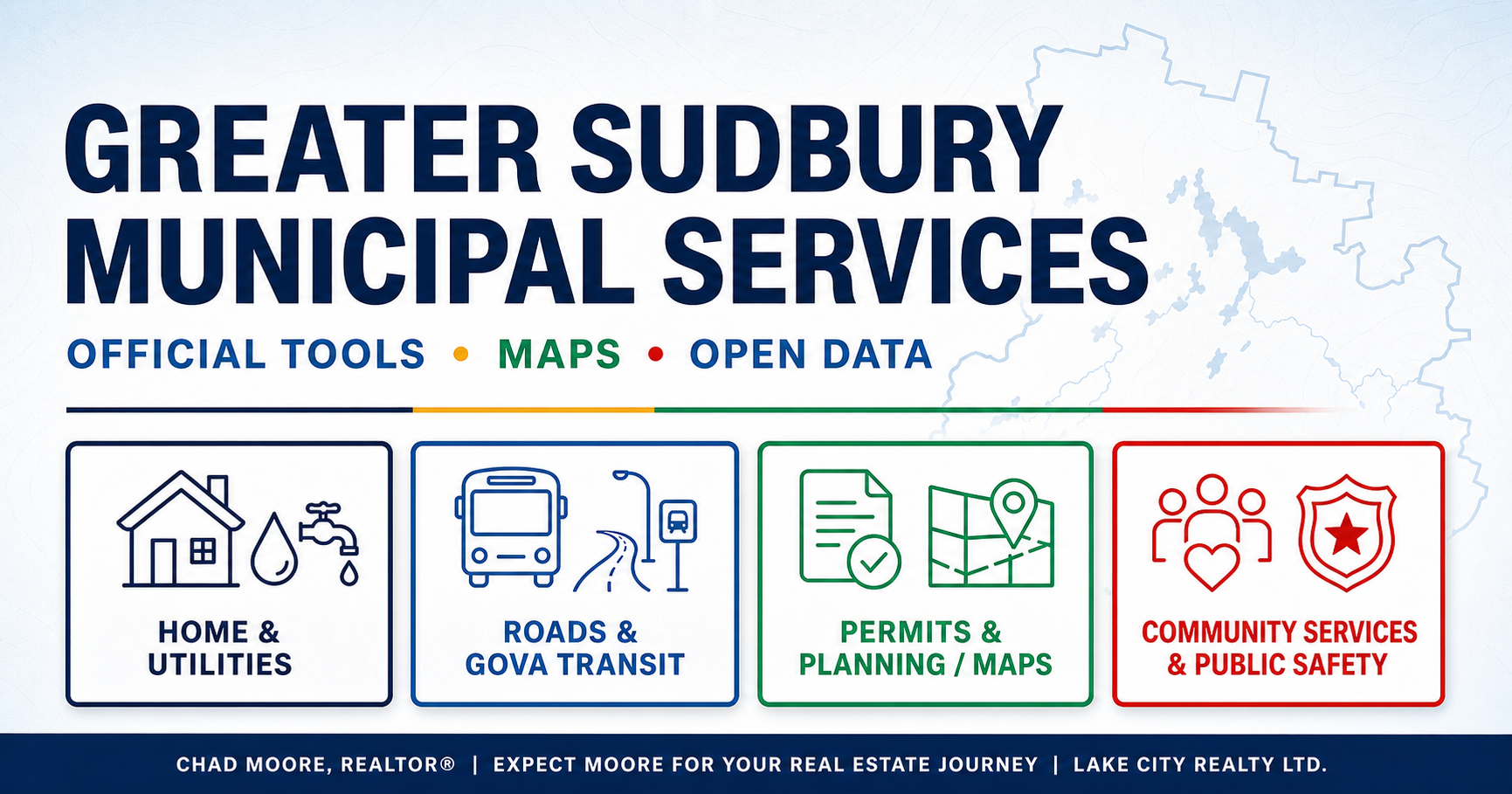 Greater Sudbury Municipal Services and Open Data Finder for services, facilities, maps and City datasets
