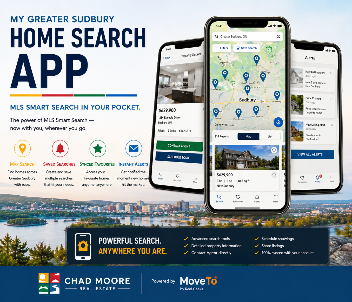 My Greater Sudbury Home Search App with map search, property details, saved searches, synced favourites and listing alerts