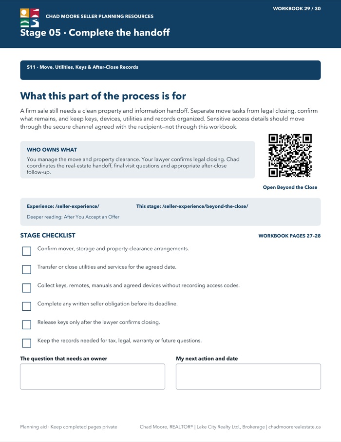 Seller Steps to Success closing handoff checklist