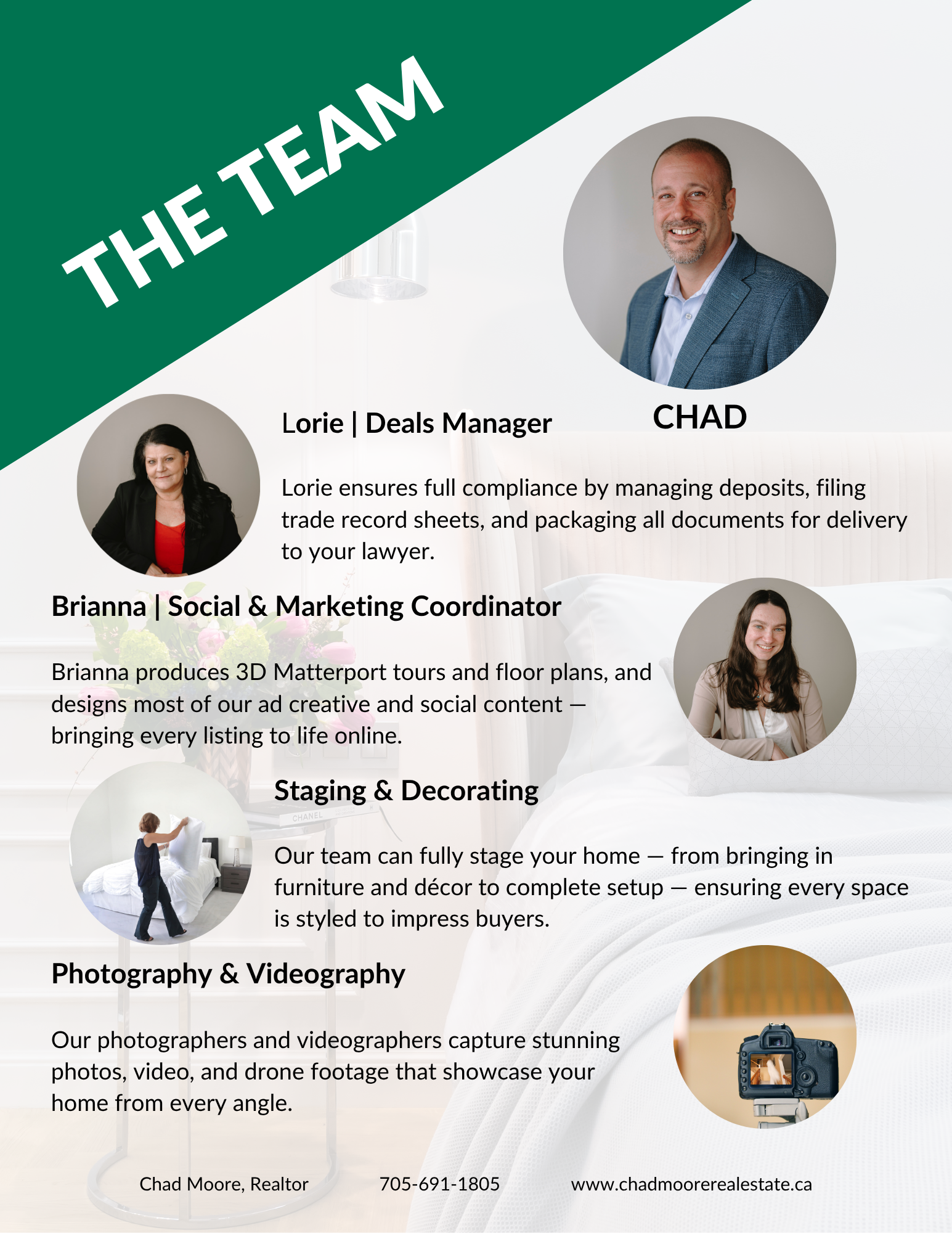 Chad Moore Real Estate team &mdash; Lorie, Brianna, staging and decorating partners, and photography and videography partners