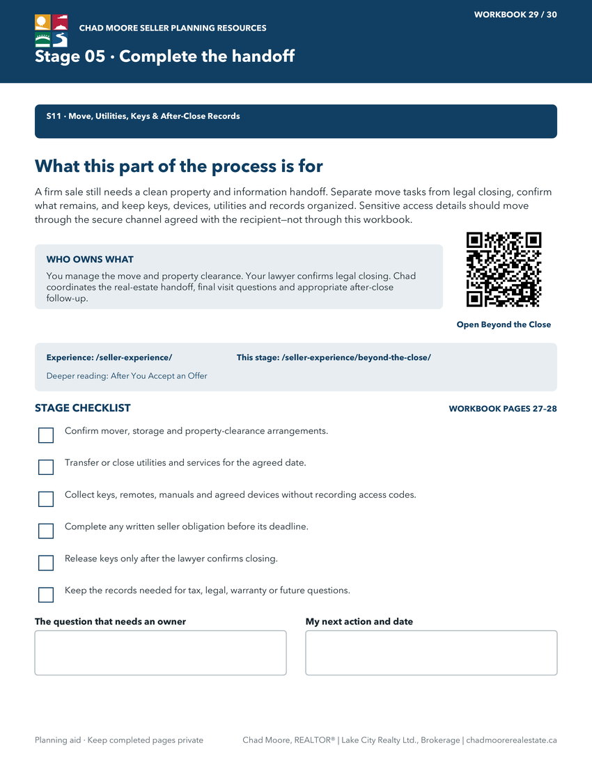 Seller Steps to Success closing handoff checklist