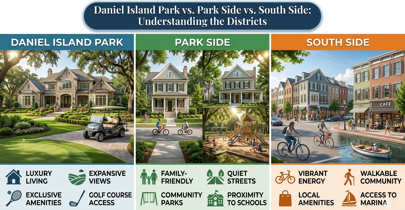 Daniel Island Park vs. Park Side vs. South Side Understanding the Districts.