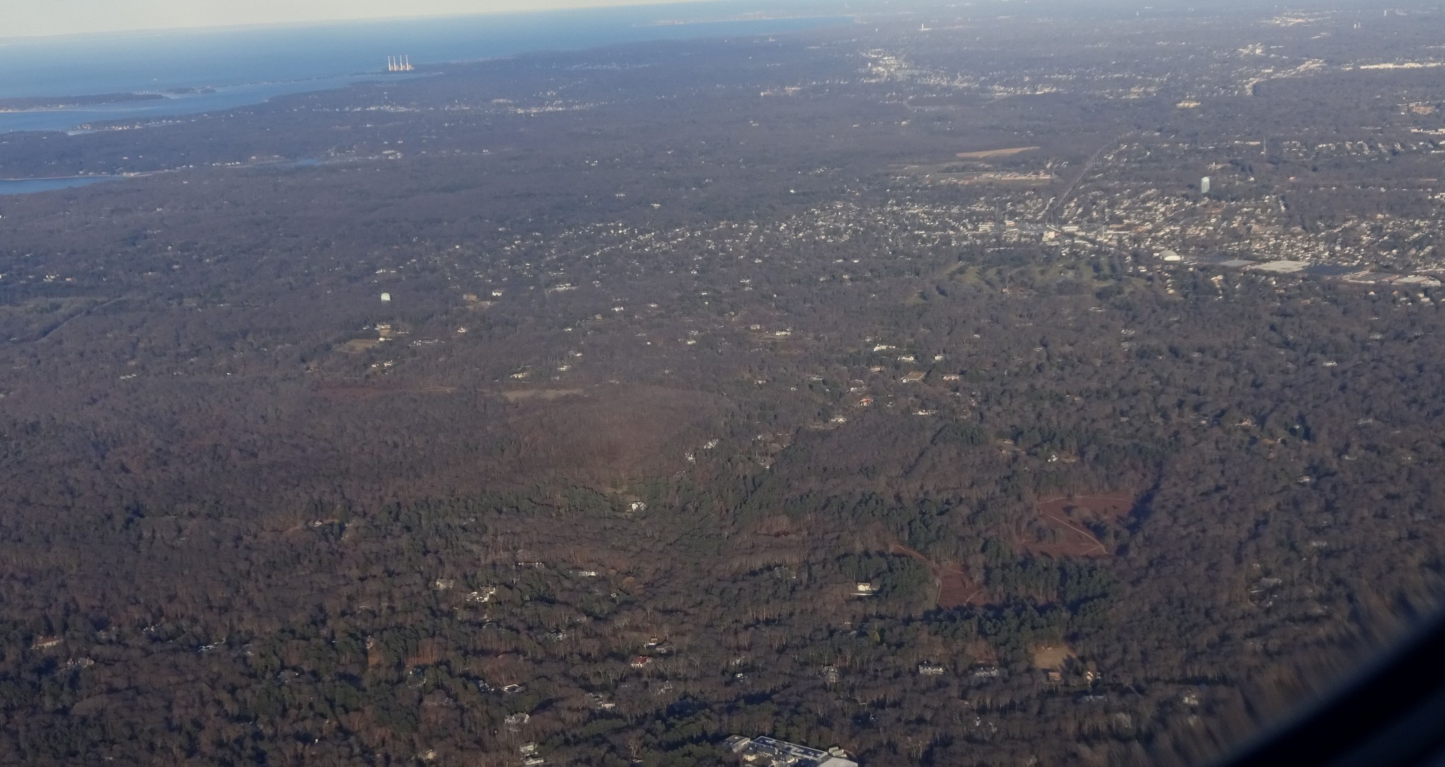 Aerial view of Muttontown, Syosset and Long Island Sound