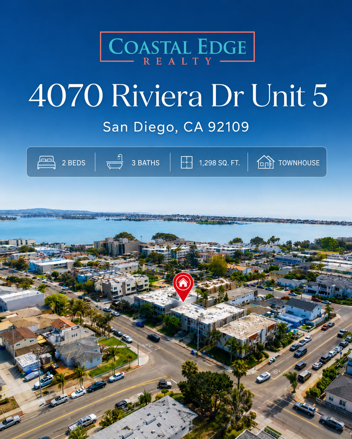 Current Coastal Edge Realty featured listing at 4070 Riviera Drive Unit 5 San Diego CA 92109