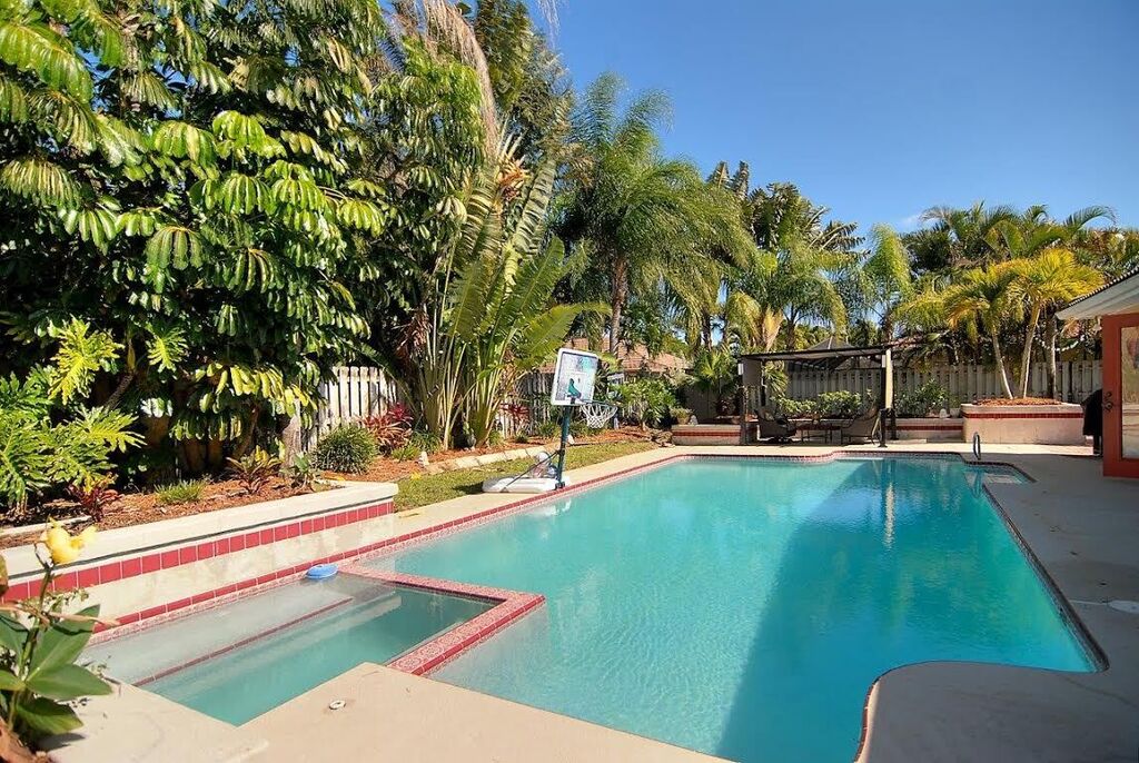 Beautiful backyard with pool and spa