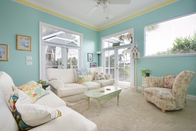 Family Room with Views of the Pool and Canal