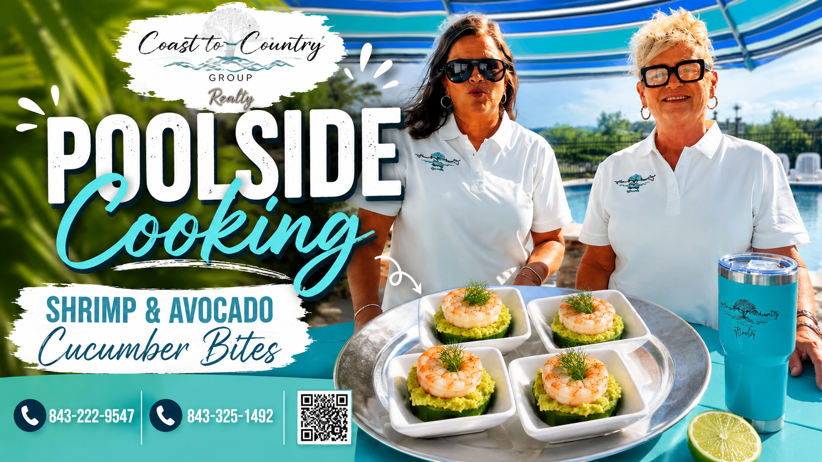 Recipe video for Shrimp & Avocado Cucumber Bites - Poolside Cooking with Coast to Country Group