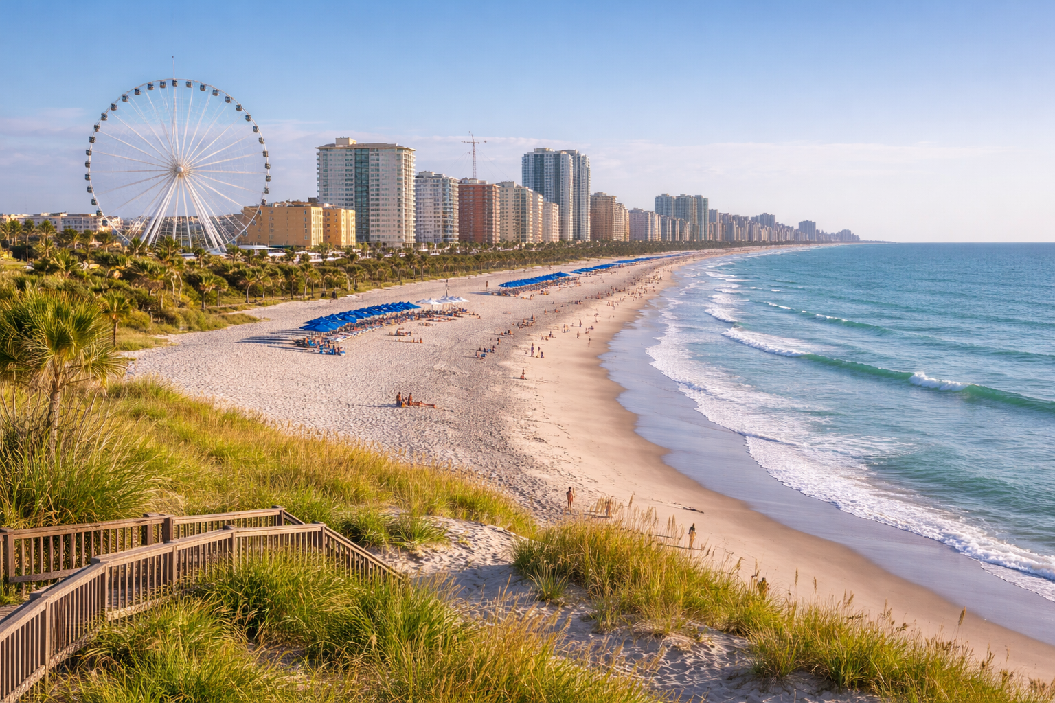 Myrtle Beach and all it's attractions like the sky wheel and boardwalk are only about 35 miles from Georgetown