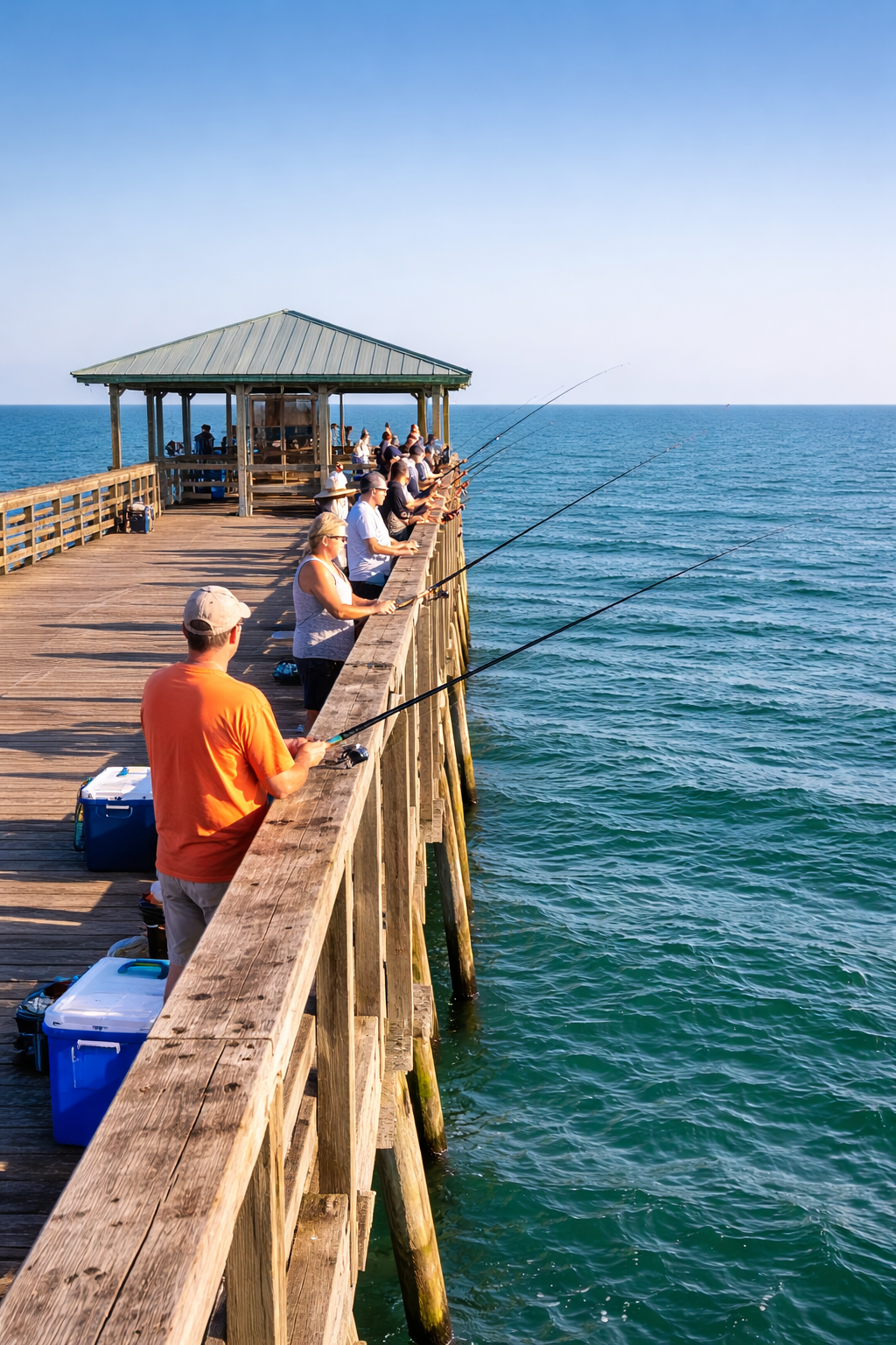 fishing on the pier is a year round pass time for locals in Garden City Beach