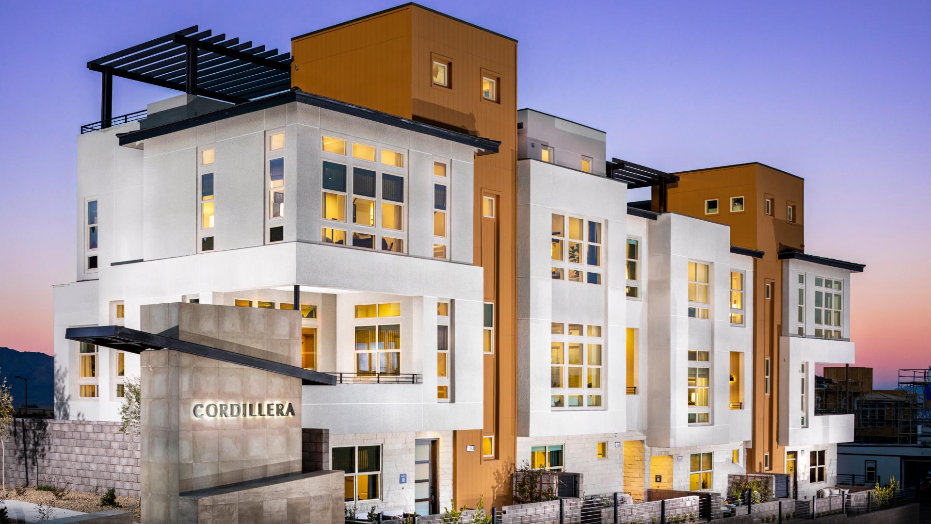 Three-story modern townhomes at Cordillera by Toll Brothers