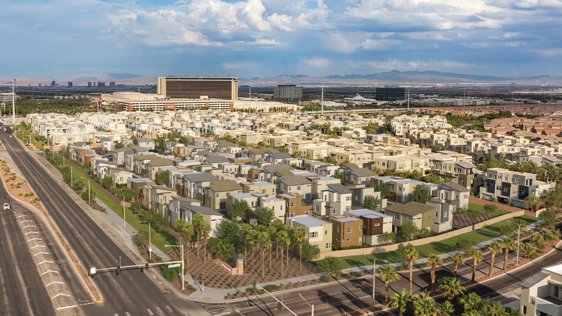 Aerial view of The Loughton by Toll Brothers near Downtown Summerlin