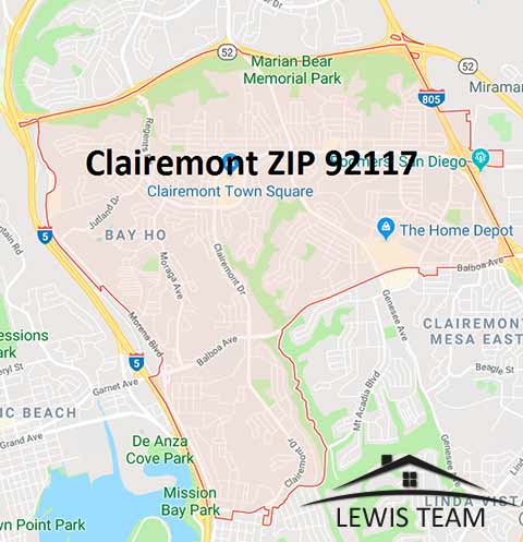Clairemont 2018 92117 Median Home Prices Map