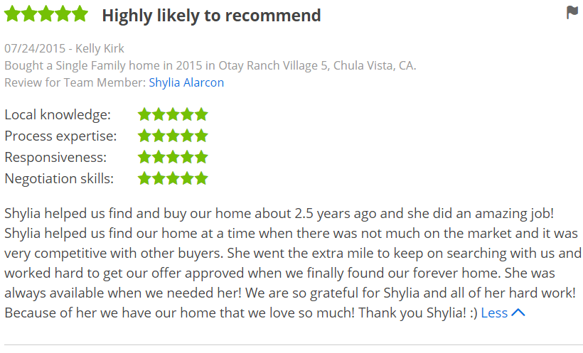Five Star Zillow Agent in Otay Ranch Chula Vista - The Lewis Team in San Diego