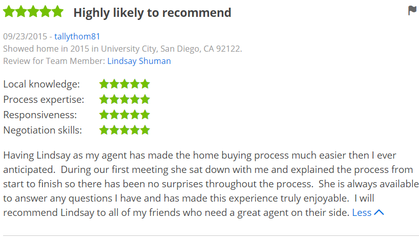 Five Star Zillow Agent in San Diego University City - The Lewis Team in San Diego
