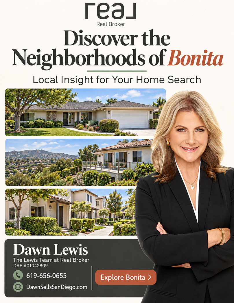 Neighborhood of Bonita CA to move to Relocation Realtor Agent