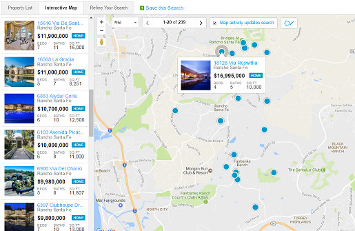Rancho Santa Fe Real Estate Search by Maps