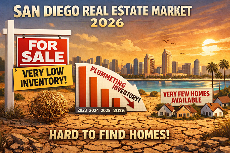 San Diego Real Estate 2026 January Very Low Inventory of Homes and Condos for Sale