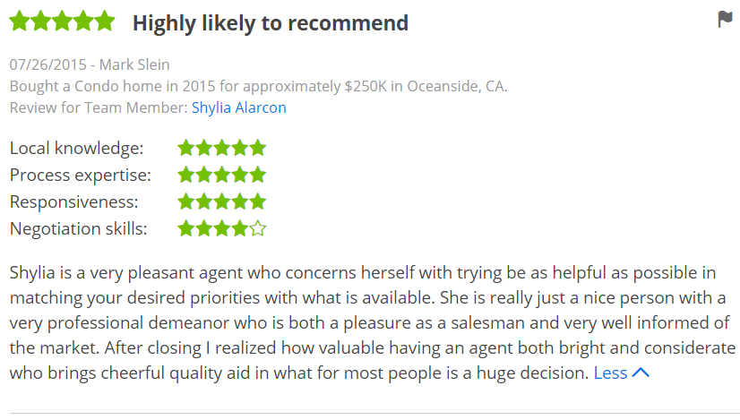 San Diego Zillow Agent Reviews - 5 Star Review Premier Agent in San Diego Oceanside Buyer - The Lewis Team