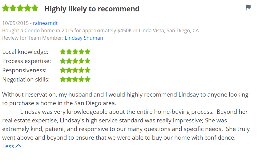 ZILLOW 5 Star Review Buying a Home in San Diego Linda Vista Zillow
